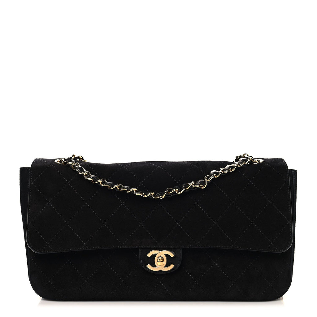 Suede Calfskin Small Souplissimo Maxi Flap Black