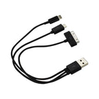 Reiko 8 Pin And Micro Usb Trio 3-In-1 Usb Data Cable 0.58Ft In Black
