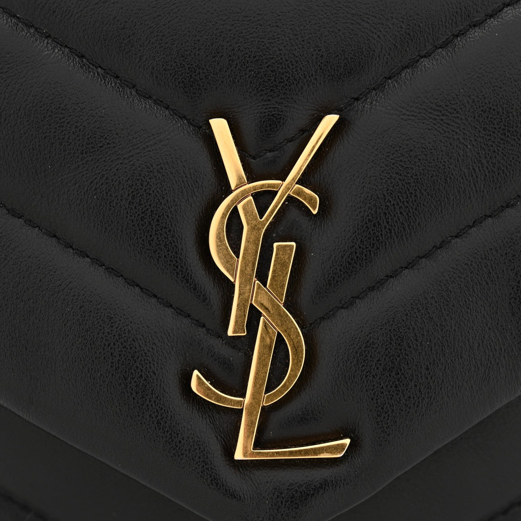 Calfskin Y Quilted Monogram Toy Loulou Crossbody Bag Black