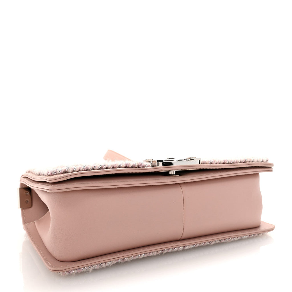 Calfskin Chevron Tweed Medium Boy Flap Pink