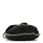 Washed Lambskin Quilted Medium Chain Around Messenger Black