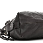 Pebbled Calfskin Large Bamboo Bar Tassel Shoulder Bag Dark Brown