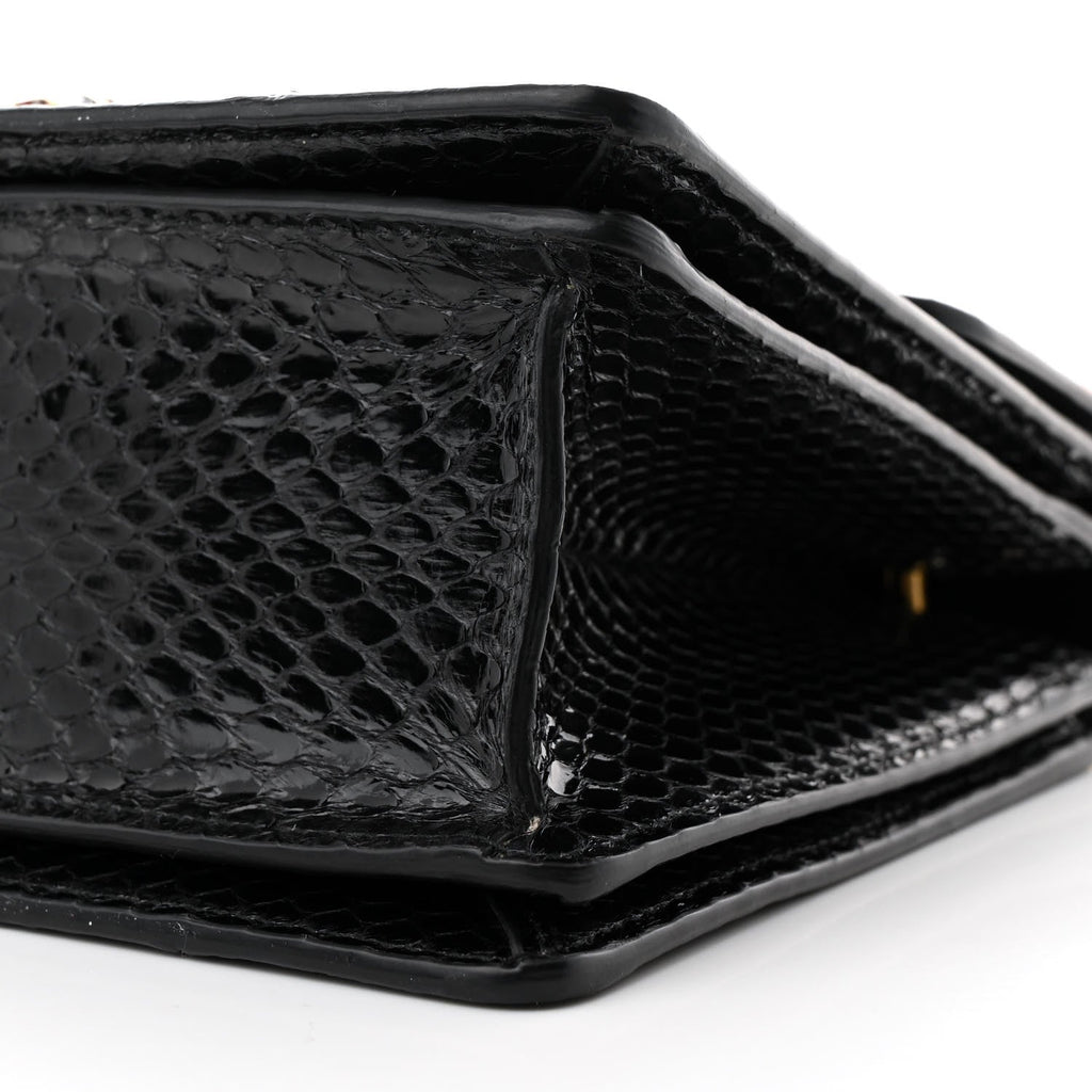 Snakeskin Sylvie Web Small Queen Margaret Top Handle Bag Black
