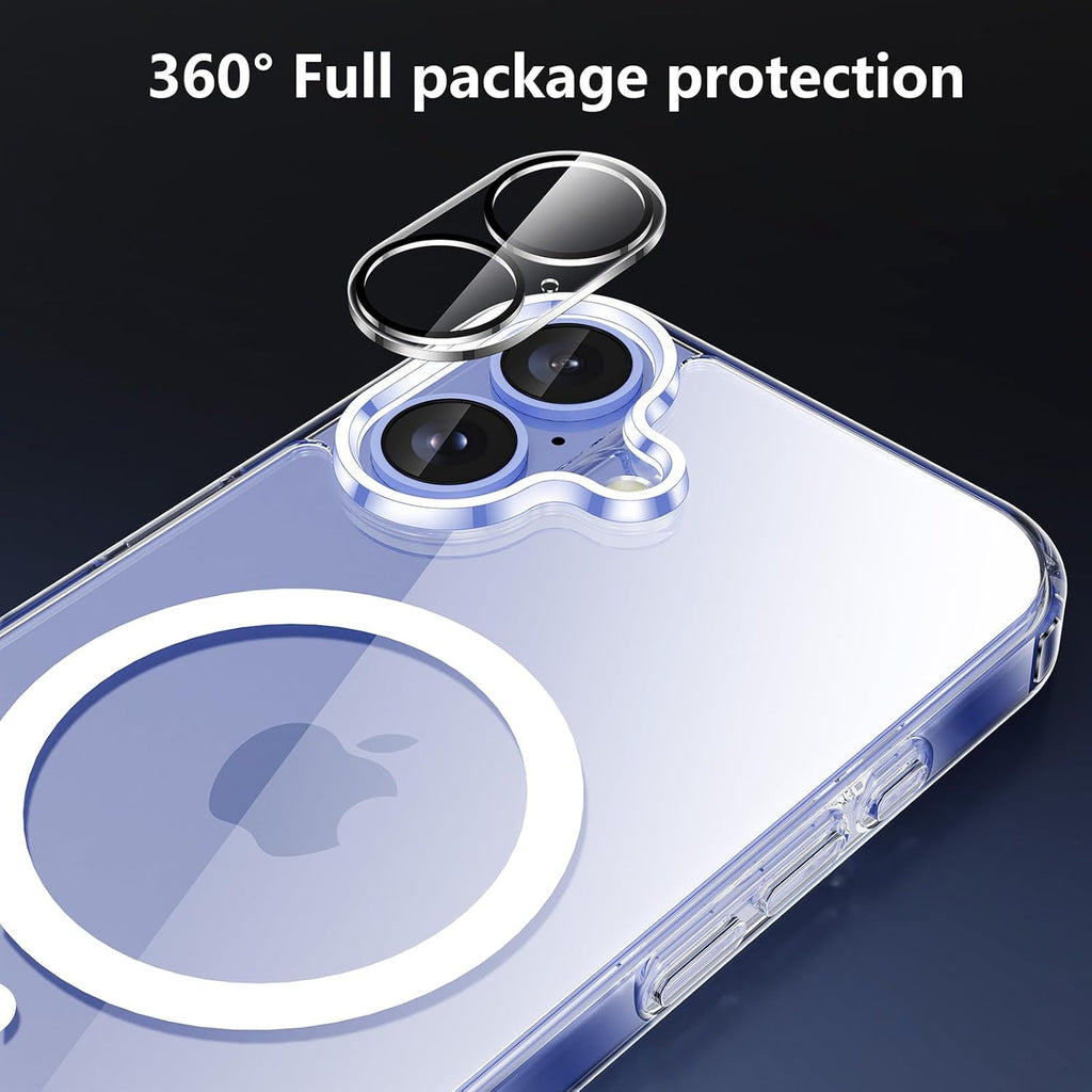 Entronix Bundle Compatible with iPhone 16 - [Magnetic] Clear Case, 2 Clear Screen Protectors & 2 Camera Lens Protectors