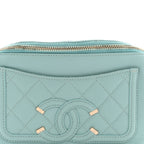 Caviar Quilted Filigree Waist Bag Light Blue