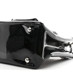 Patent Pony Hair Small Pocket Tote Black White