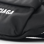 Sport Nylon Logo Embroidered Wheel Belt Bag Black White