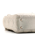 Metallic Lambskin Cannage Mini Lady Dior Silver