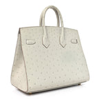 Ostrich Birkin Sellier 25 Gris Perle