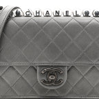 Metallic Goatskin Quilted Small Chic Pearls Flap Silver
