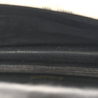 Grain De Poudre Matelasse Chevron Monogram Envelope Chain Wallet Black