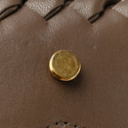 Nappa Intreccio Mini Cobble Shoulder Bag Taupe Grey