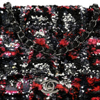 Sequin Logo Single Flap Pink Silver Black