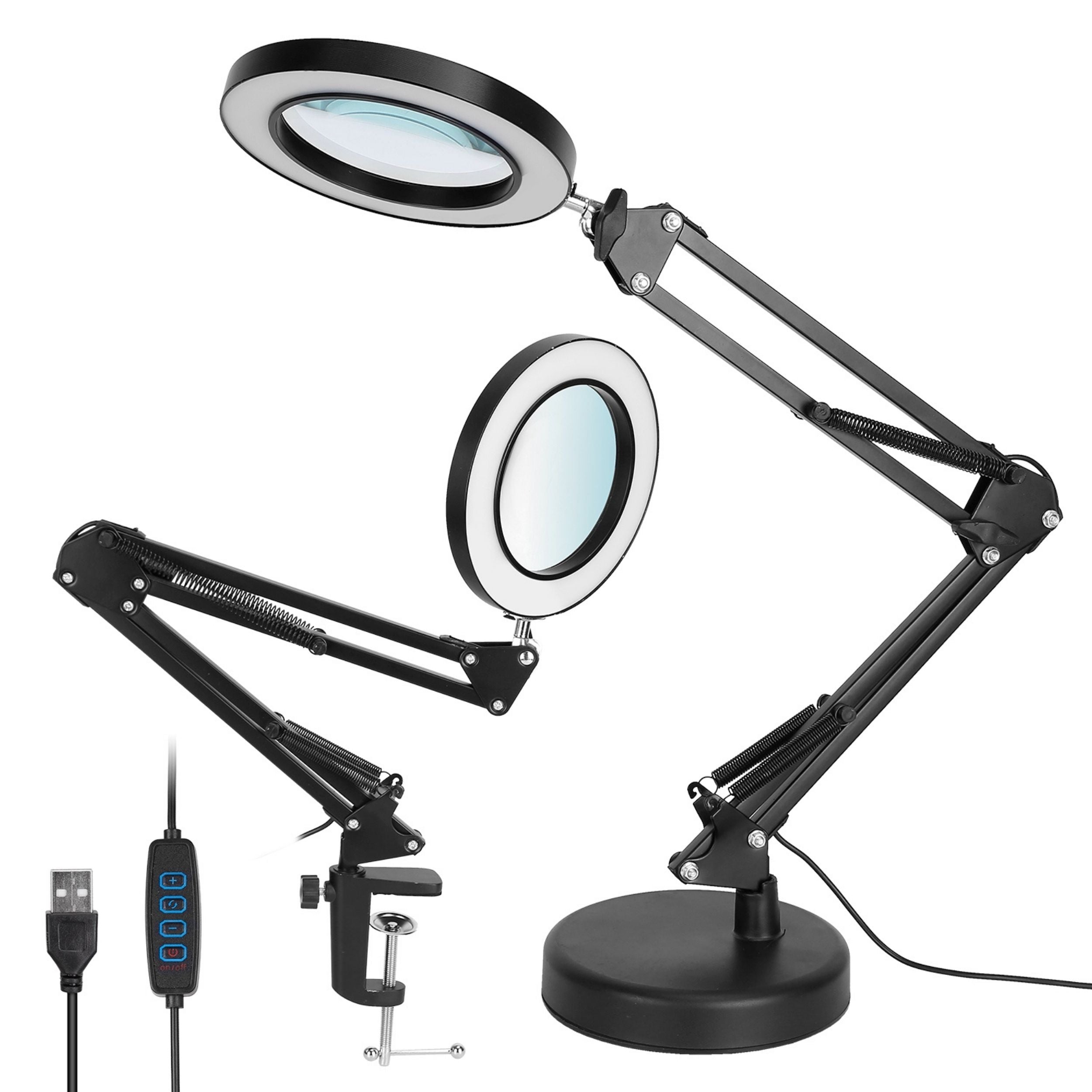 2-in-1 LED Magnifier Desk Lamp 8x with Light