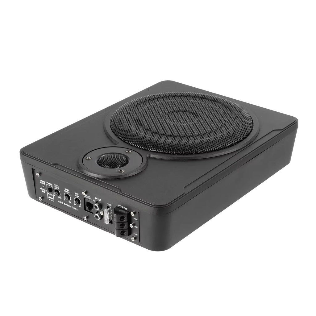 8-Inch 200W Under-Seat Active Subwoofer with Power Amplifier for Car Audio Systems - Ultra Slim Design, 30-100Hz Frequency Range
