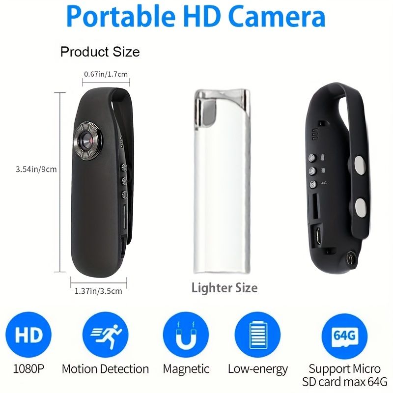 Small Body Cameras; 1080P Full HD Mini Camera Body Wear Camera;with 32GB Card; Portable Pocket Body Cams With Back Clip; Video & Audio Recording; Motion Activated