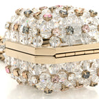 Metal Bead Crystal Minaudiere CC Mini Evening Bag Gold Multicolor
