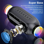 Wireless Bluetooth Speaker HD Led Display Multifunction Stereo Bass Speakers Alarm Clock FM Radio TF Card Aux Music Playback.