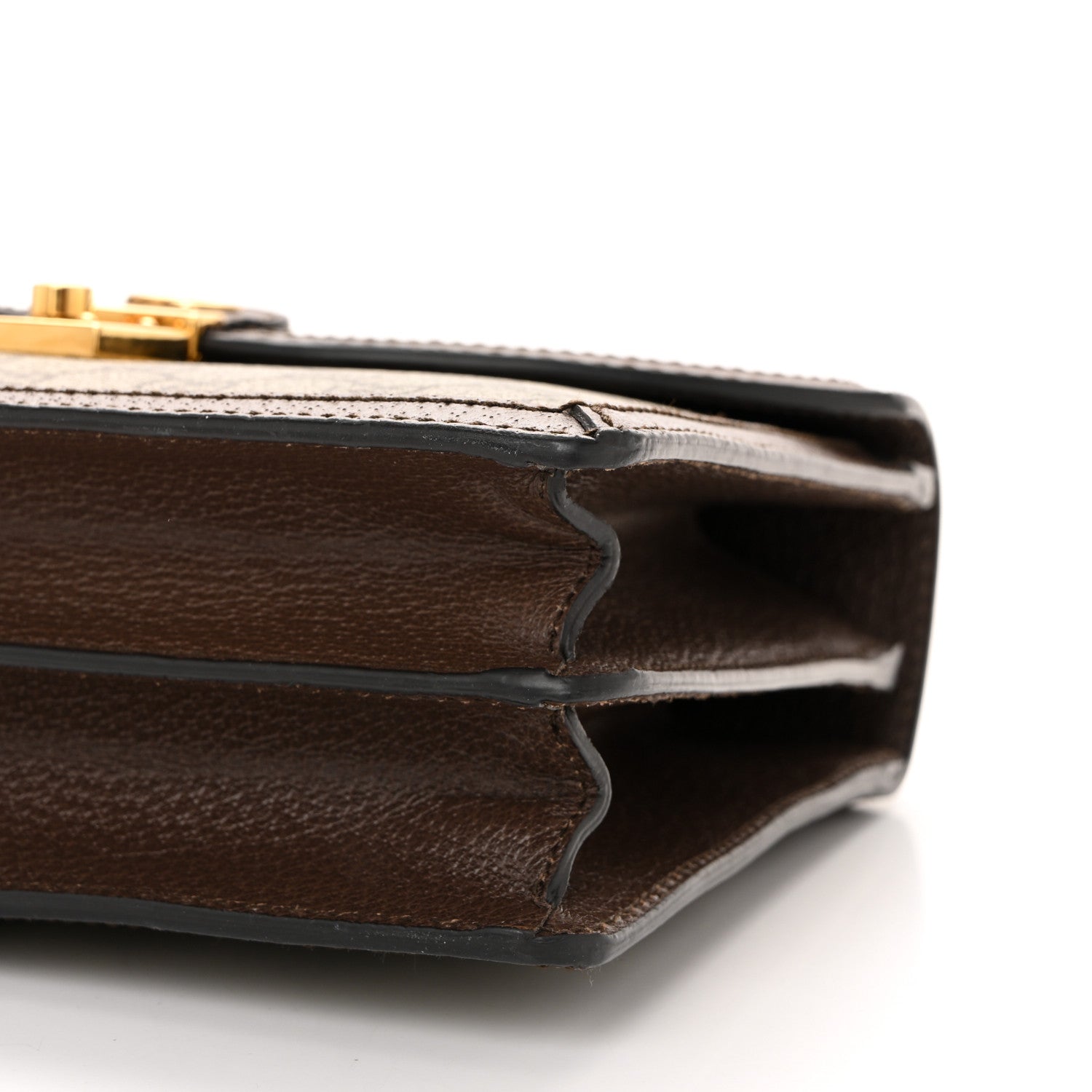 GG Supreme Monogram Textured Dollar Calfskin Web Small Ophidia Padlock Top Handle Bag Beige Ebony New Acero
