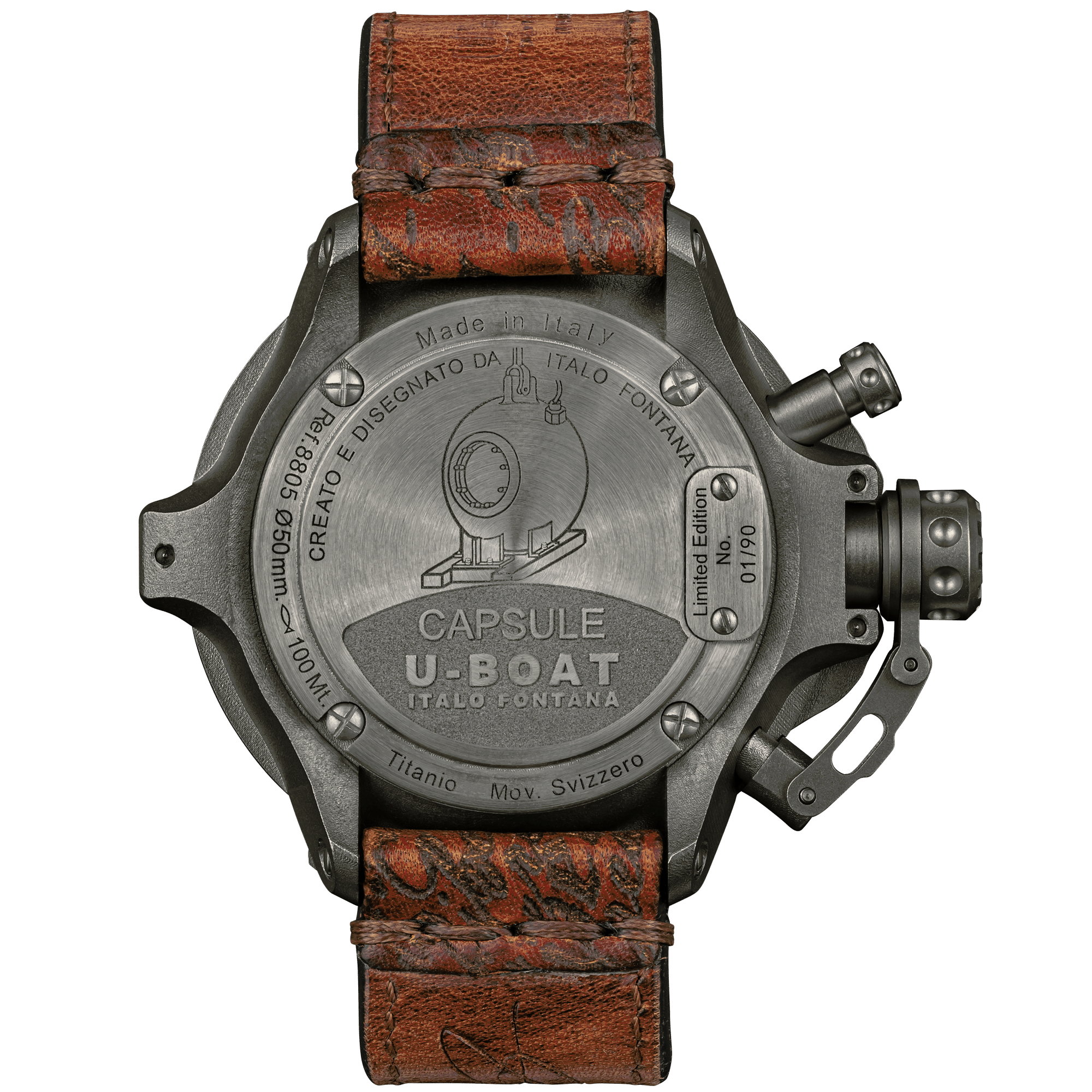 U-Boat Men's Watch Capsule Limited Edition 50mm Black Brown