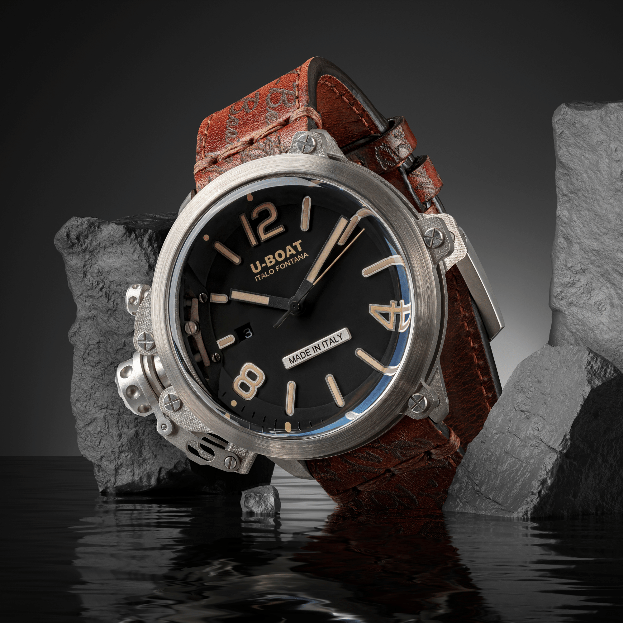 U-Boat Men's Watch Capsule 50mm Limited Edition Black Brown