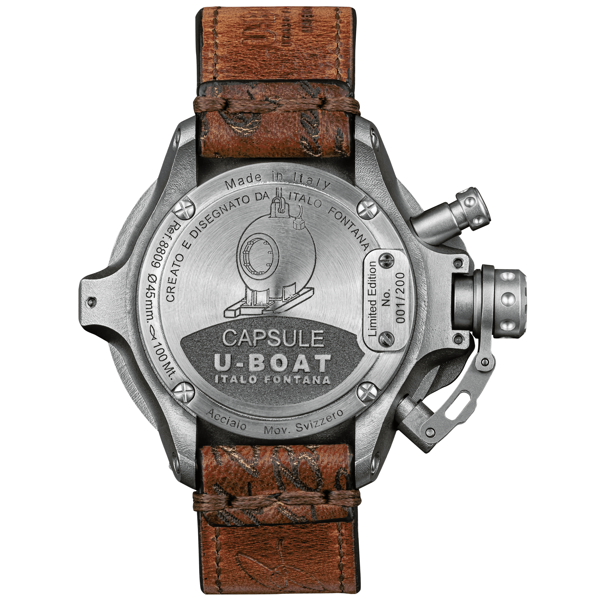 U-Boat Men's Watch Capsule 45mm Limited Edition Black Brown