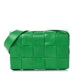 Paper Calfskin Maxi Intrecciato Small Cassette Crossbody Bag Grass