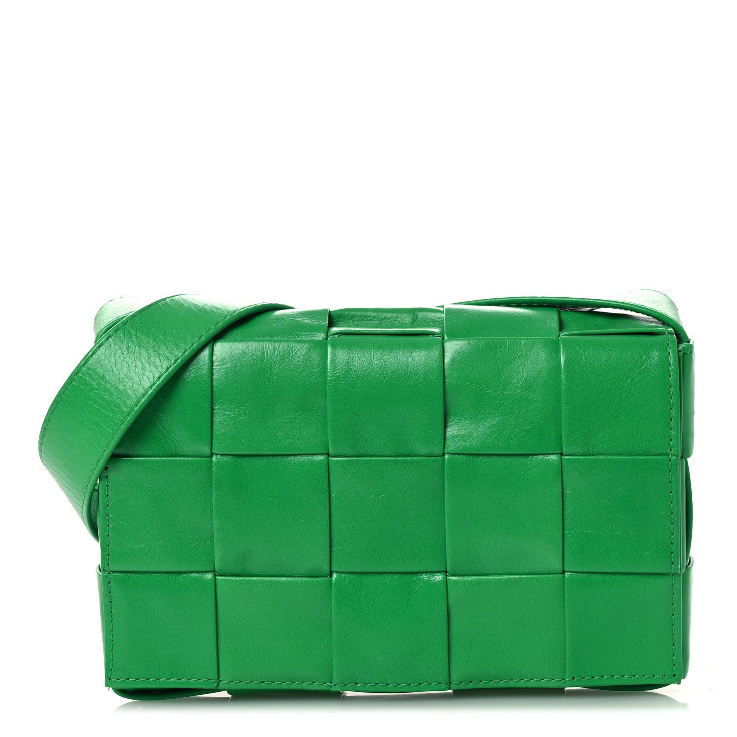 Paper Calfskin Maxi Intrecciato Small Cassette Crossbody Bag Grass