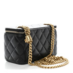 Lambskin Quilted Small Pillow Crush Vanity Case With Chain Black