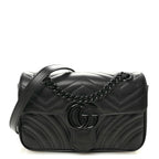Calfskin Matelasse Monochrome Mini GG Marmont Shoulder Bag Black