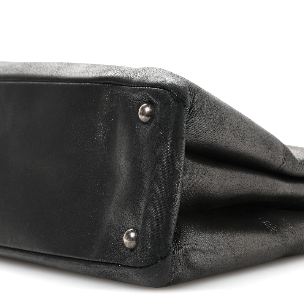 Iridescent Calfskin CC East West Shopping Tote Black