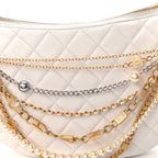 Lambskin Quilted All About Chains Hobo White