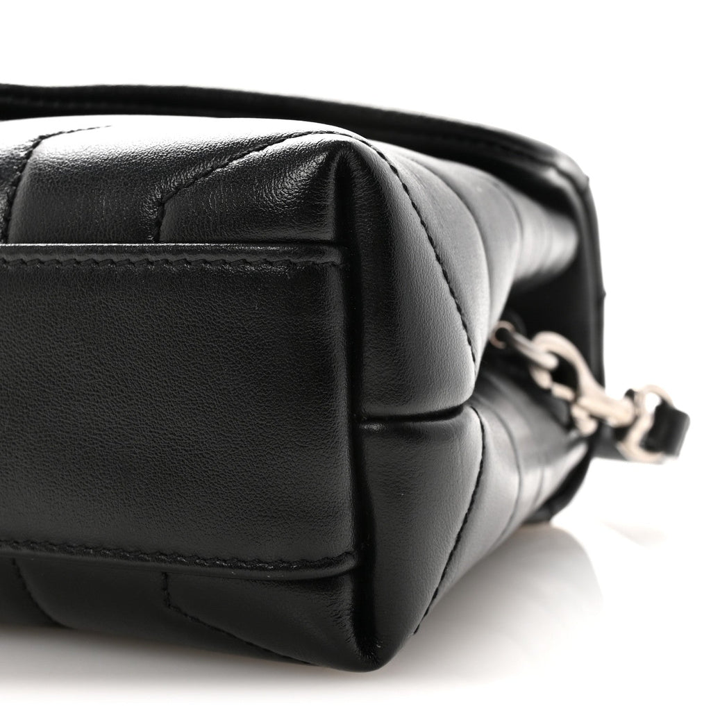 Calfskin Y Quilted Monogram Toy Loulou Crossbody Bag Black