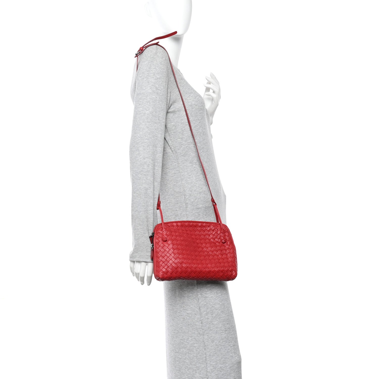Nappa Intrecciato Nodini Crossbody Messenger Red