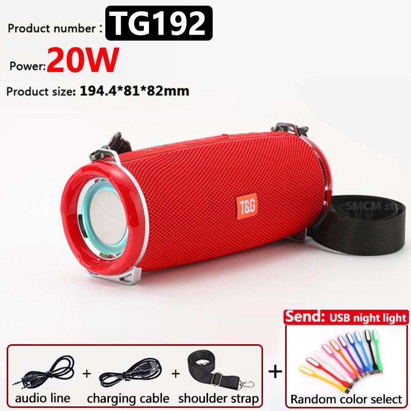 20W High Power TG192 Bluetooth Speaker Waterproof Portable Column For PC Computer Speakers Subwoofer Boom Box Music Center FM TF