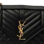 Grain De Poudre Textured Mixed Matelasse Triquilt Medium Monogram Satchel Black