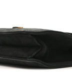 Suede Quilted Medium Single Flap Black