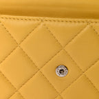 Lambskin Quilted Wallet On Chain WOC Yellow