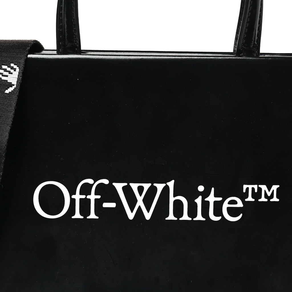 Patent Calfskin Logo Box Bag Black