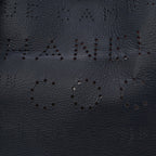Calfskin Tweed Small Logo Eyelets Shopping Tote Navy Blue