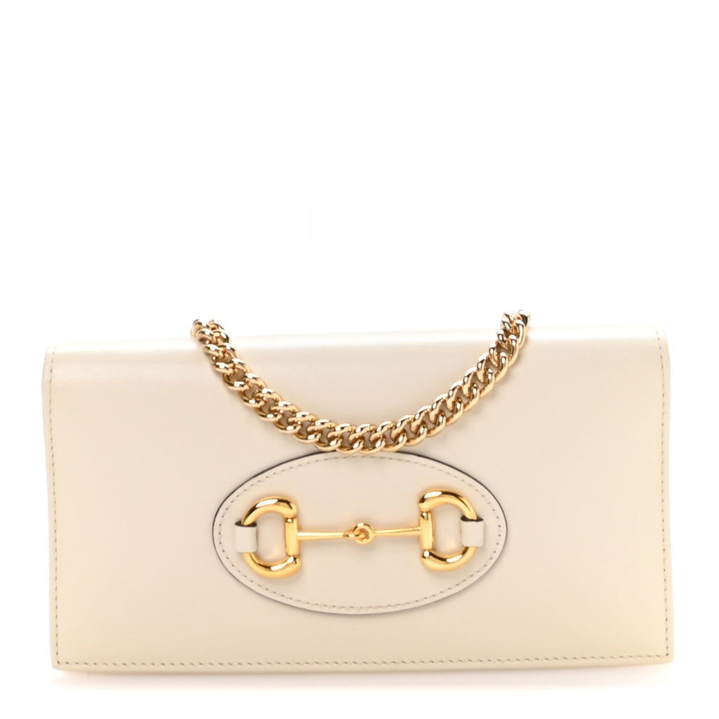 Boarded Plutone Calfskin Horsebit 1955 Wallet On Chain Mystic White