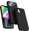 Entronix Bundle Compatible with iPhone 13 Mini - Liquid Silicone Case, 2 Clear Screen Protector & 2 Camera Lens Protectors