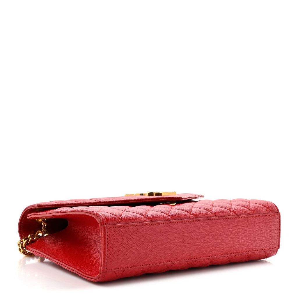 Grain De Poudre Textured Mixed Matelasse Triquilt Medium Monogram Satchel New Red