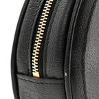 Textured Calfskin Web Ophidia Round Wrist Wallet Black