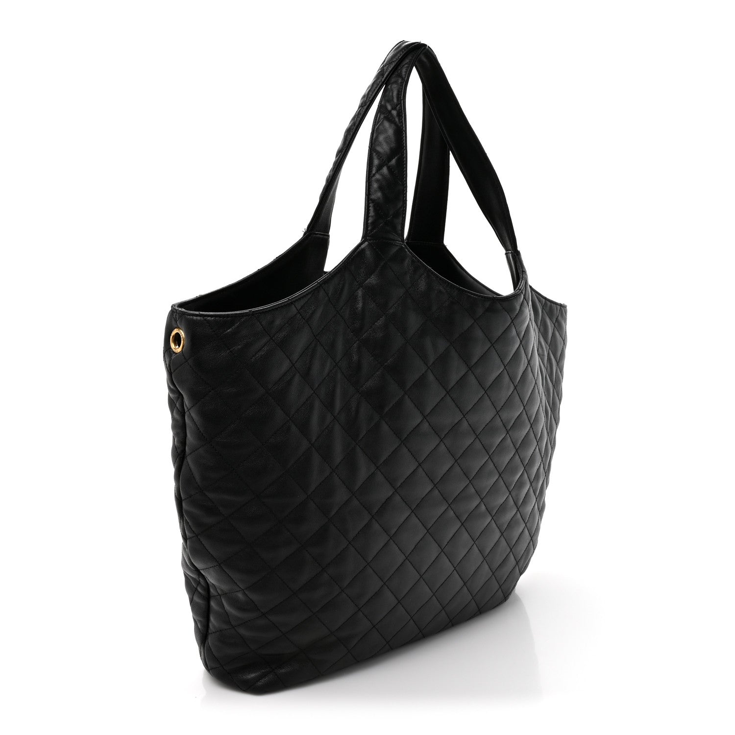 Lambskin Quilted Maxi Icare Shopping Tote Black