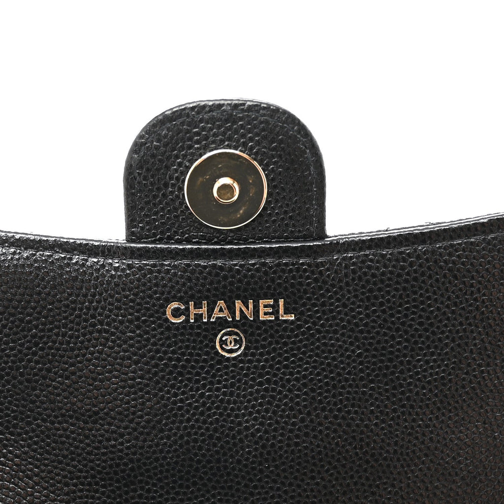 Caviar Quilted Flap Phone Holder With Chain Black
