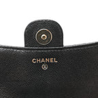 Caviar Quilted Flap Phone Holder With Chain Black