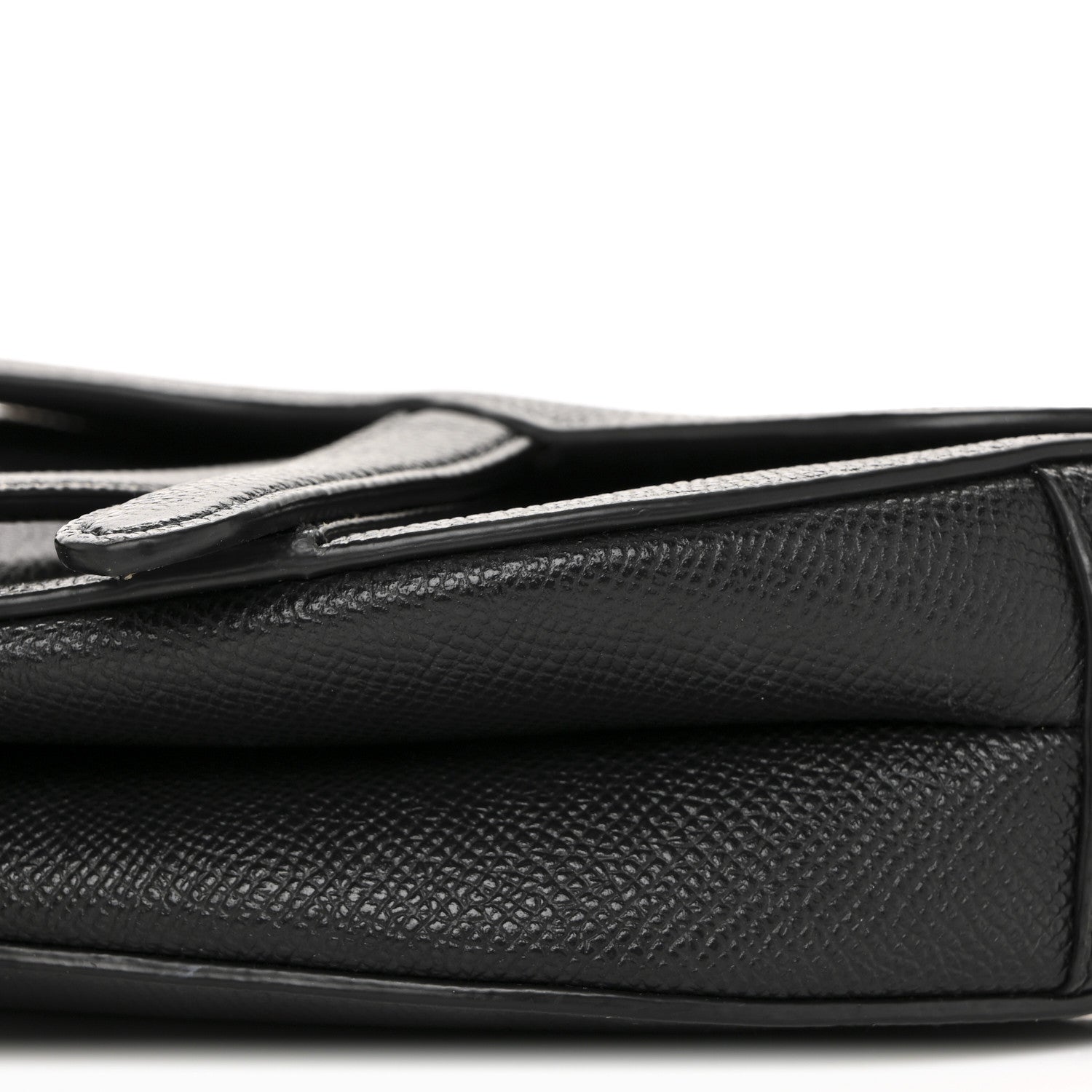 Grained Calfskin Mini Saddle Bag With Strap Black