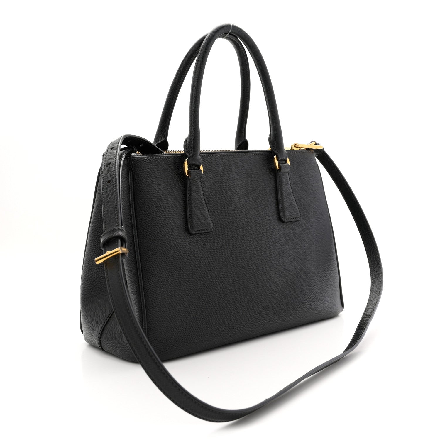 Saffiano Small Galleria Double Zip Tote Black