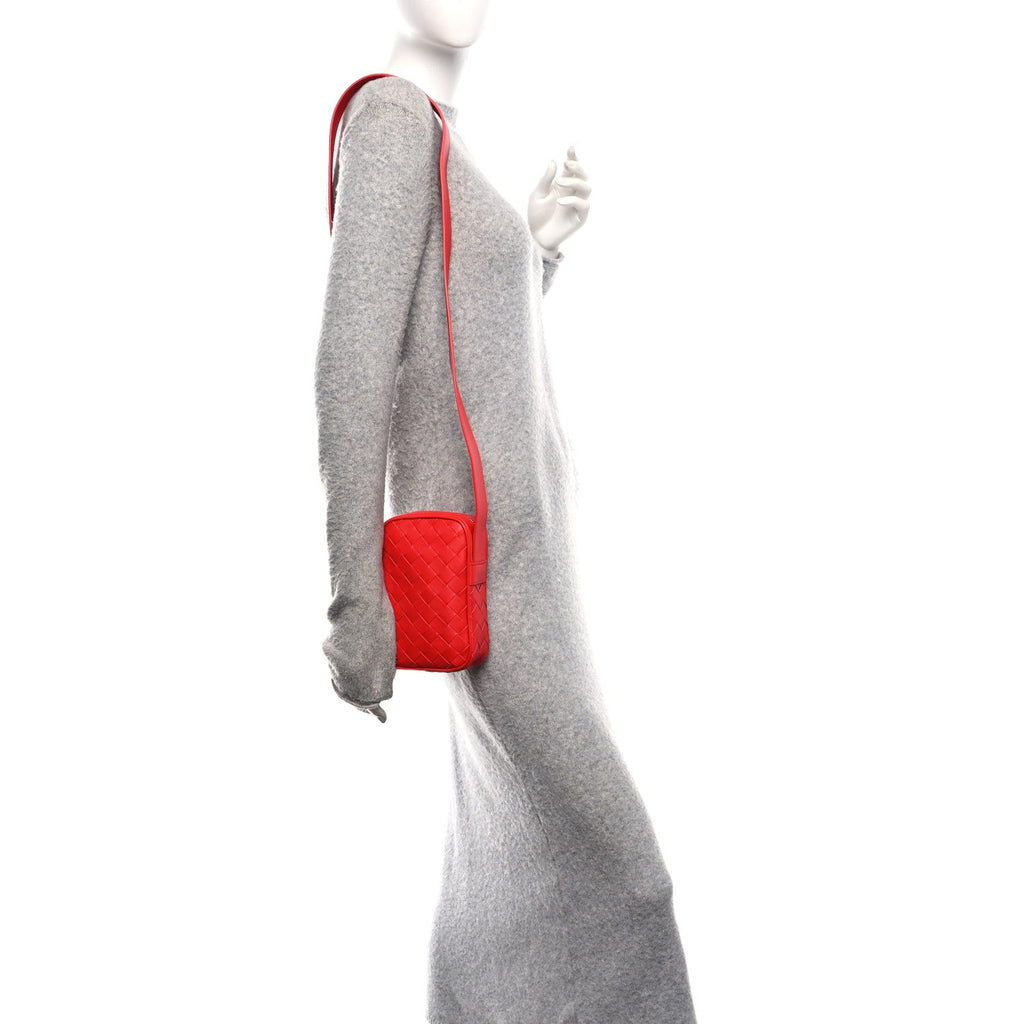 Nappa Intrecciato Phone Case Crossbody Bag Redstone